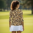 thumbnail image 5 of Uorisanigo Yellow Leopard Print Womens Golf Shirt Size XL Versatile Athletic Polo Workout Tops Comfortable Quick Dry Fashion 3/4 Sleeve Outing Wear with Zip Up Collar Workout Sports, 5 of 7