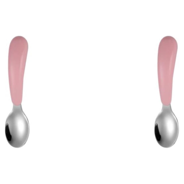 Wosthever Vajilla para niños, cuchara, tenedor, forma de compartimento, diseño de cuenco para bebé, juego de cubiertos gruesos sin óxido, Rosa Cuchara 2piezas