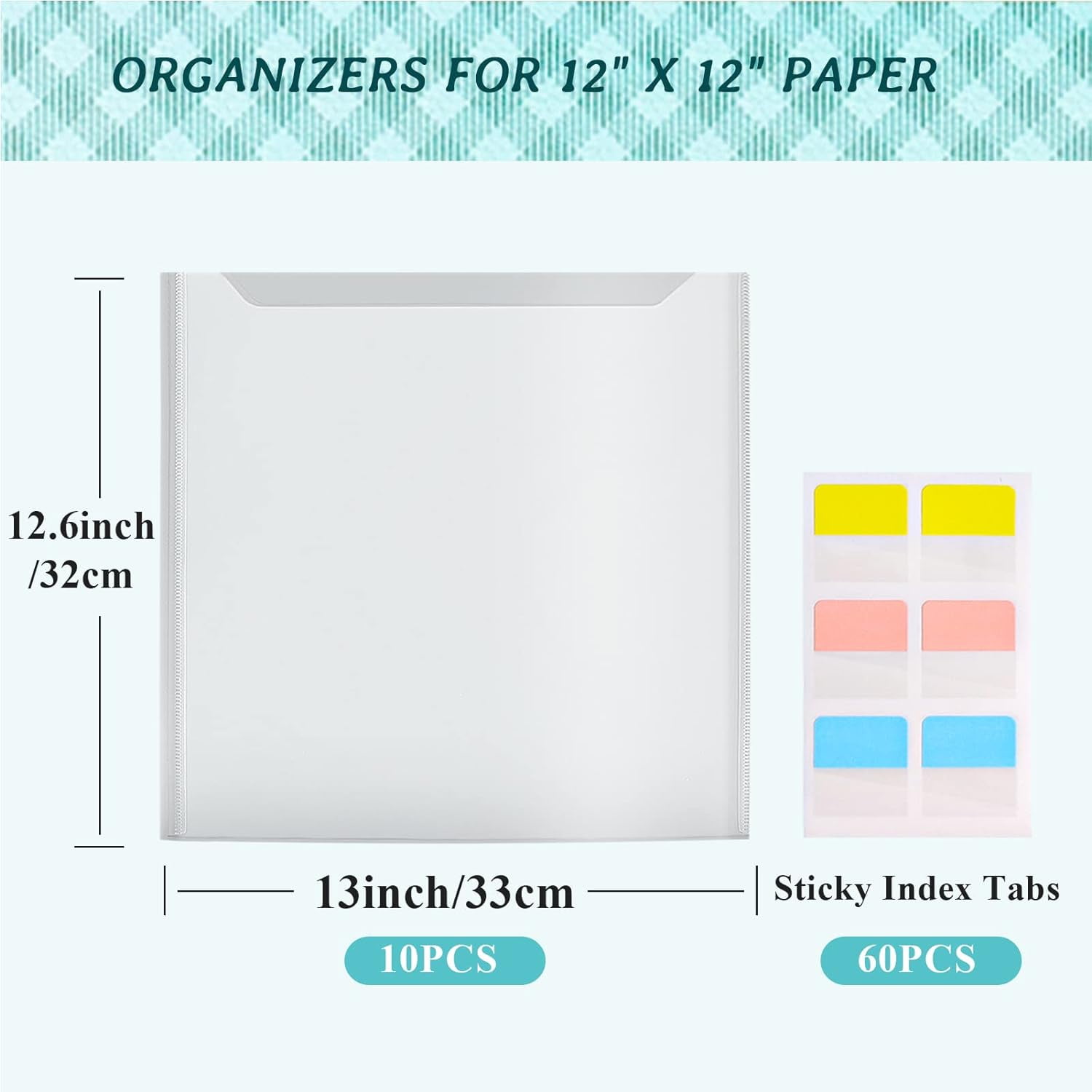 12x12 Scrapbook Paper Organizer with 120 Sticky Index Tabs, Holds Scrapbooking Paper, Vinyl, and Cardstock