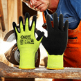 thumbnail image 3 of QEAR 2 Prs Pack Hi Visibility Yellow Cut Resistance Work Safety Gloves, Nitrile Foam Palm Coated, Touch Screen, Superior Grip and Abrasion, Size Medium, 3 of 6