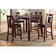 thumbnail image 2 of Contemporary Modern Cherry / Brown Finish Dining Table Chairs 5pc Casual Counter Height Dining Set Wooden Unique Chairs Back, 2 of 5