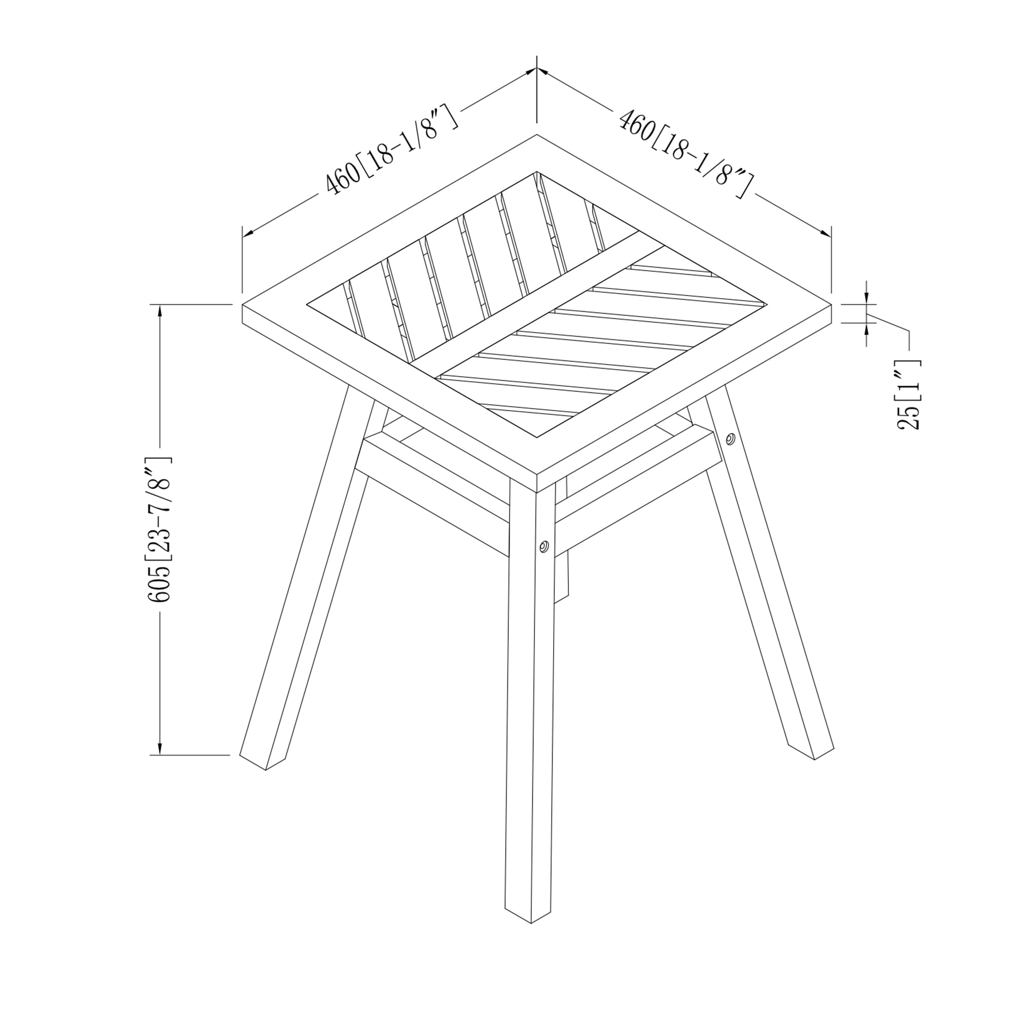Manor Park Wood Outdoor Patio End Table with Chevron Design, Dark Brown