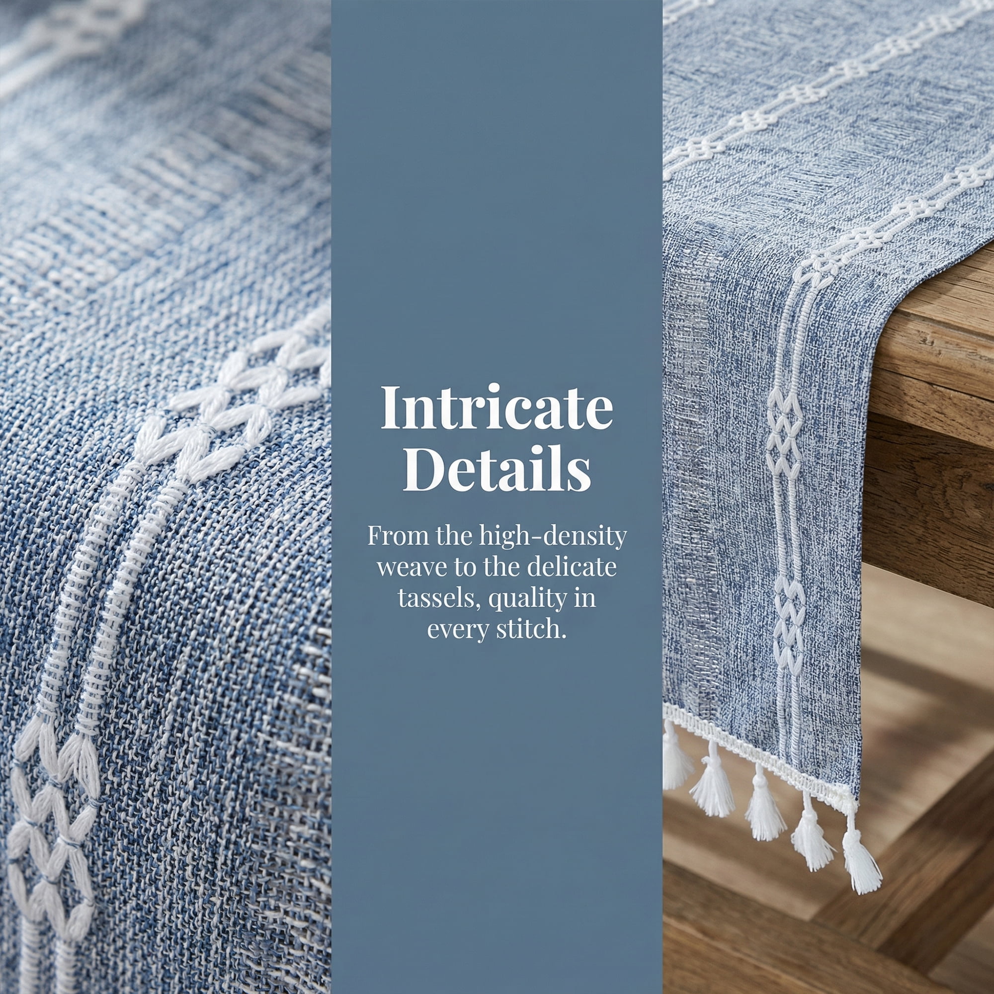 Unique Bargains Openwork Polyester Runner Table Runner for Kitchen Decor Blue 13"x70.9"