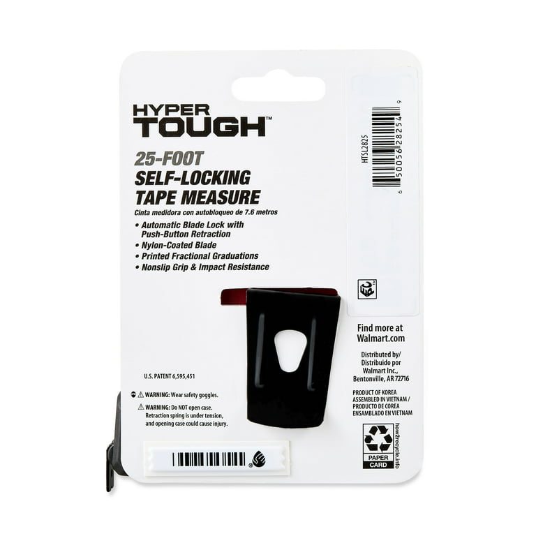 Hyper Tough 25ft Self Lock Steel Tape Measure Automatic Blade Lock