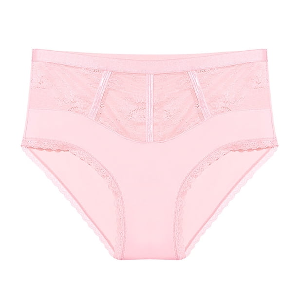 Gibobby Braguitas Slim Fit Calzoncillos de algodón ahuecados sin costuras de cintura de encaje para mujer(Rosa, S)