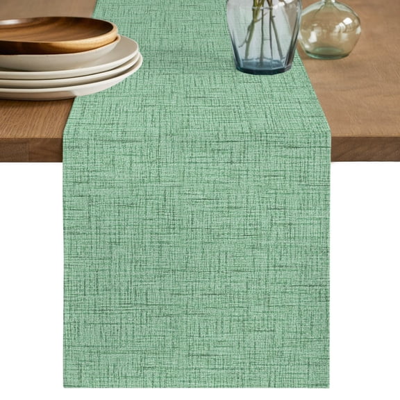 Grass Green Table Runner 72 Inches Long, Kitchen Dining Table Decoration, Rustic Farmhouse Solid Color Coffee Tablerunner Dress Scarves Farmhouse Décor for Party, Holiday, 13 x 72