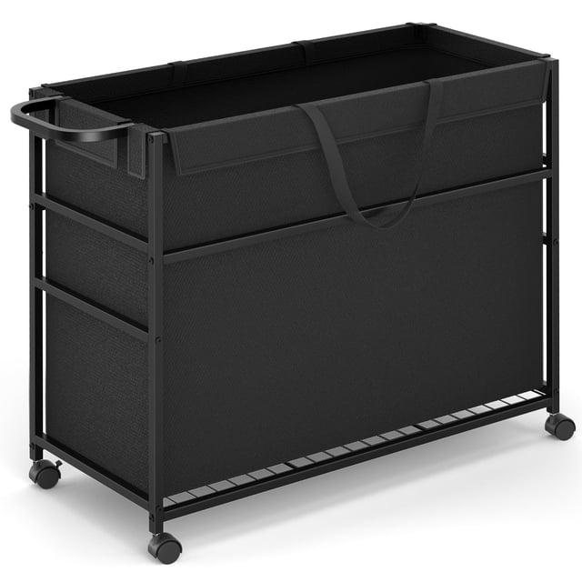 DAOUTIME Commercial Trash Can Cart, 51.5Gal Office Trash Cart (2 Lockable), Recyclable Cardboard Box/Paper Organizer, Large-Capac