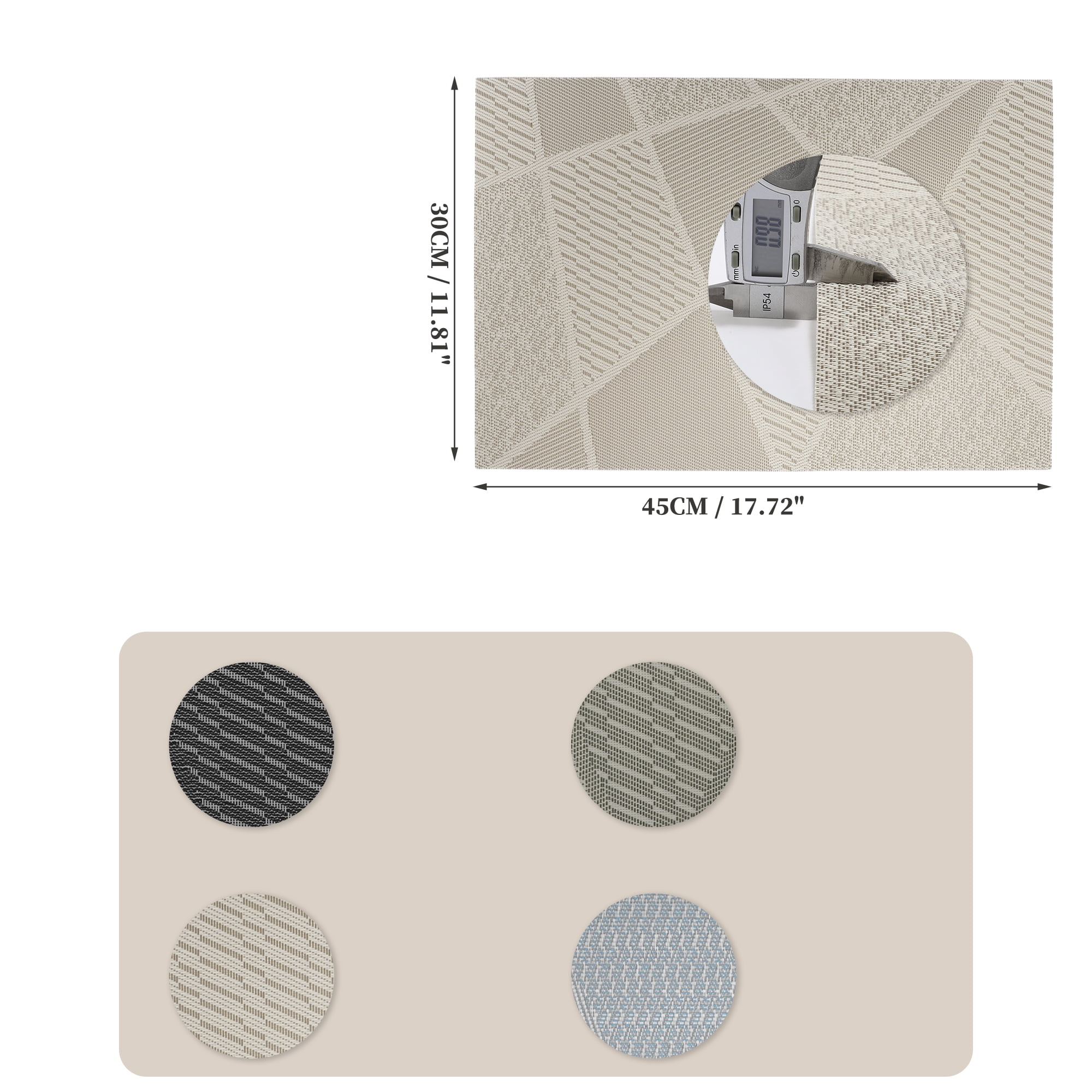Unique Bargains 4 Pcs Blocks Pattern PET Heat Resistant Washable Placemats Khaki