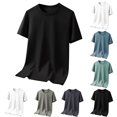 thumbnail image 2 of Big & Tall Men's Short Sleeve Basic Crew Neck T-Shirts Regular Fit Quick Dry Athletic Workout Tee Moisture Wicking Running Base Layer Summer Father's Day, 2 of 9