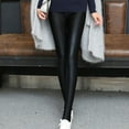 thumbnail image 2 of Fashion Women Shiny Leggings Thin Full Ankle Length Black Leggings Stretchy High Waist Satin Basic Leggings, 2 of 6