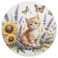 thumbnail image 3 of Ryvnso Cat on Lavender Flowers Round Plate Mats Dining Table Placemat Set of 4 for Holiday Decoration, 3 of 7