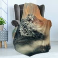 thumbnail image 4 of National Parks Soft Flannel Fleece Throw Blanket, Snowy Mountains at Sunset Hazy Weather Yoho Alberta Image Print, Cozy Plush for Indoor and Outdoor Use, 50" x 60", Grey Orange, by Ambesonne, 4 of 5