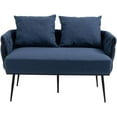 thumbnail image 4 of Modern Armchair Single Sofa Arm Chair with Metal Legs, Velvet Accent Sofa, Upholstered Arm Sofa Tufted Sofa with 2 Couch Pillows for Small Spaces Bedroom Apartment Office Living Room, Navy, 4 of 13