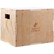 Wood Plyometric Box 20/18/16 by Day 1 Fitness, 3-in-1, for Crossfit Training, Jumps - Heavy-Duty, Non-Slip Plyo Boxes with Rounded Corners for Safety - Durable Conditioning Equipment
