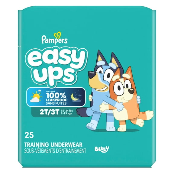 Pampers Easy Ups Girls & Boys Potty Training Pants, Size 4 (2T3T), Bluey Absorbent Training Underwear, Up to 100% Leakproof Day and Night, Hypoallergenic