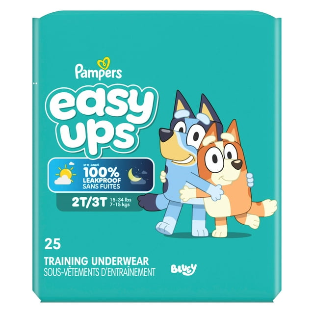 Pampers Easy Ups Girls & Boys Potty Training Pants, Size 4 (2T3T), Bluey Absorbent Training Underwear, Up to 100% Leakproof Day and Night, Hypoallergenic
