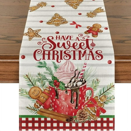 

Red Christmas Plaid Table Runner Check Table Runner Rectangle Table Cloth for New Year Holiday Party Decoration