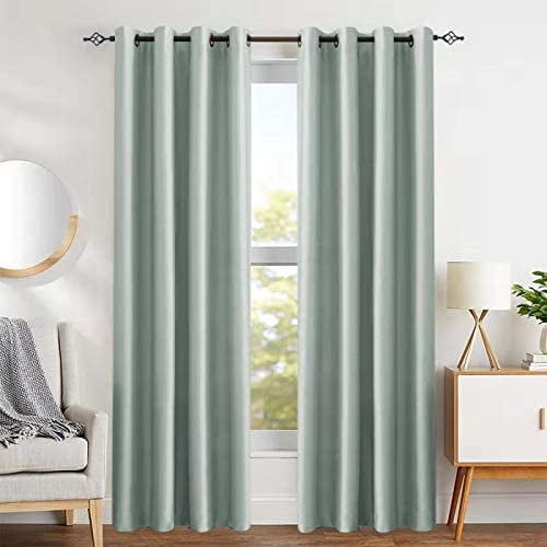 Faux Silk Window Curtains for Living Room Light Filtering Satin Drapes 2 Panels 