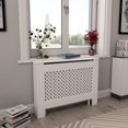thumbnail image 1 of vidaXL Cache-Radiateur Blanc 112x19x81,5 cm MDF, 1 of 4