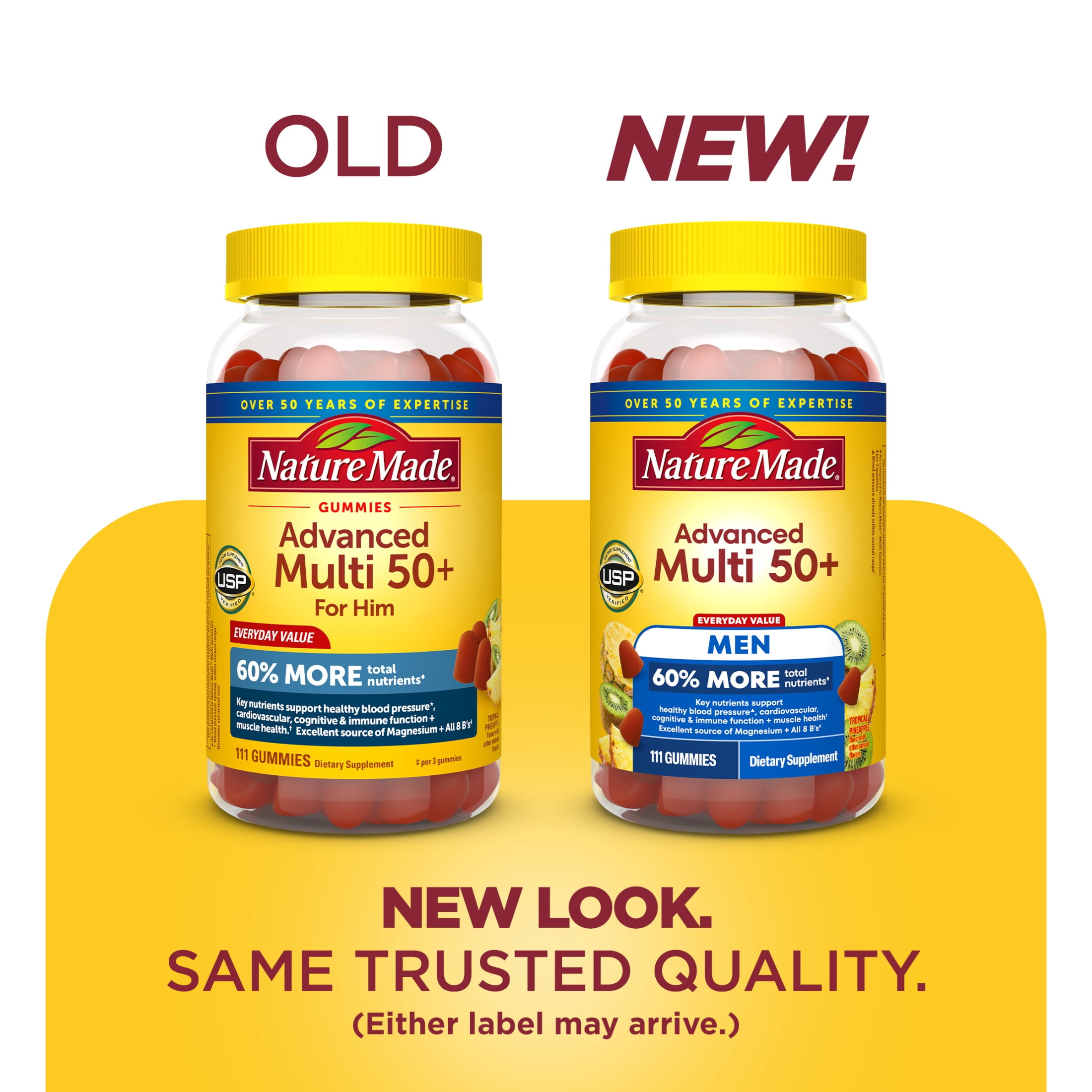(3 pack) Nature Made Advanced Multivitamin Gummies 50+ for Men, Multivitamin for Men, 111 Count