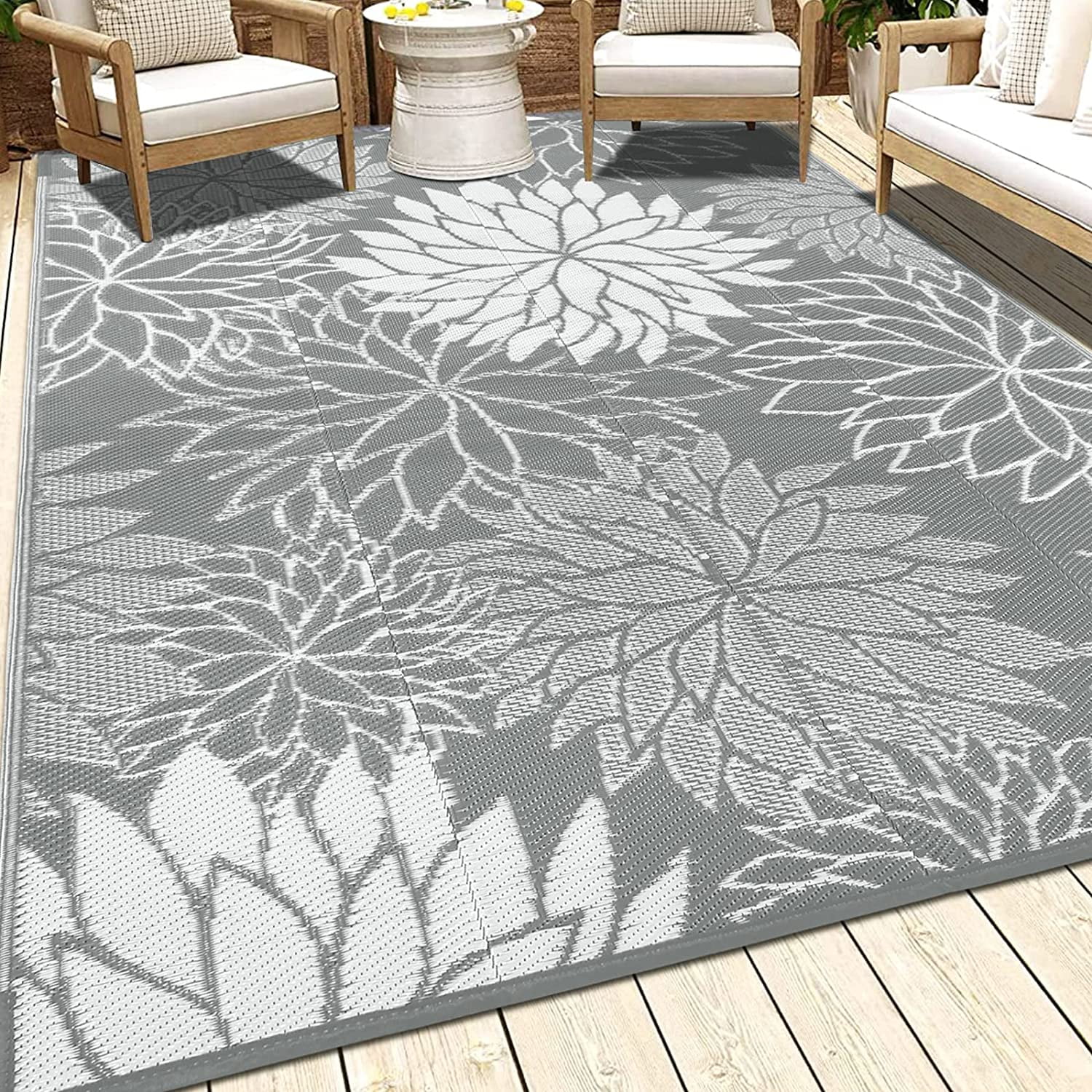 Ileading Outdoor Rugs 5'x7' for Patios Clearance Waterproof Patio Mat