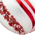 thumbnail image 4 of Set of 2 Silver with Red Glitter and Beads Striped Glass Christmas Ball Ornaments 4", 4 of 6