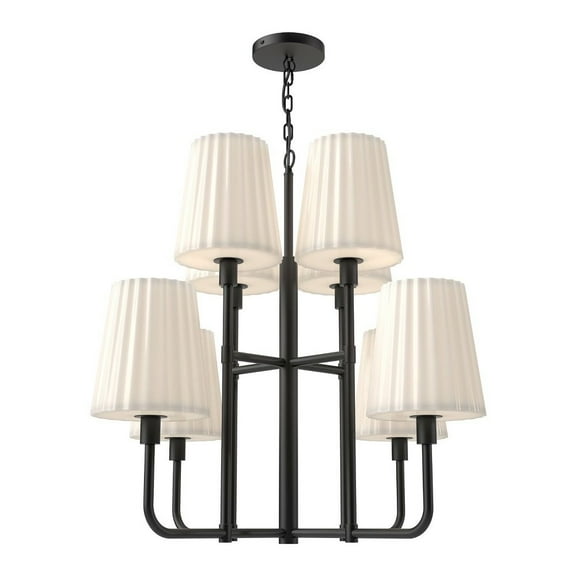 CH628830MBOP-Alora Lighting-Plisse - 8 Light Chandelier with Glass-25.88 Inches Tall and 30 Inches Wide-Matte Black Finish    -Traditional