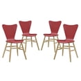 thumbnail image 1 of Modern Contemporary Urban Design Dining Kitchen Room Side Chair, Set of Four, Wood, Red, 1 of 5