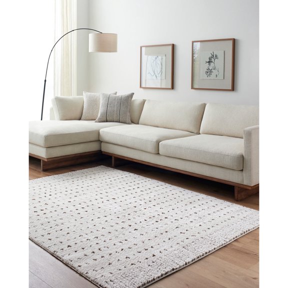 Livabliss Area Rugs for Living Room, 5x7 Freud Modern Ivory Rug, Bedroom Dining Room Home Decor Stain Resistant Carpet (5'3" x 7')