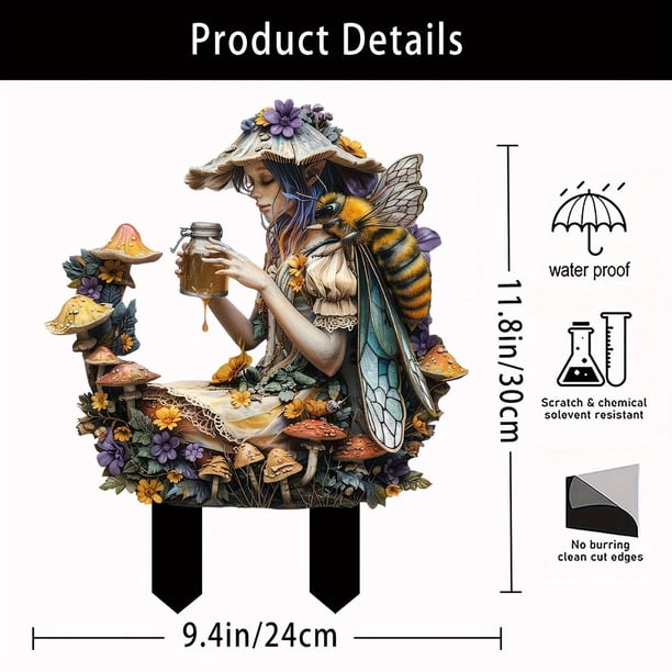 Maceta Con Hada Caprichosa Insert 2025 Nueva Estatua Bohemia De Hada De Acrílico Para Jardín Y Exterior, Con Para Jardín, Jardín, Jardinería, Marcadores De Jardín Ranura Para Tarjetas De Acrílico Pa