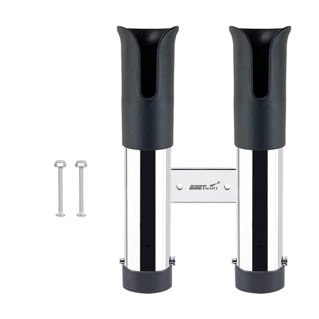 Soporte para caña de pescar de 2 tubos, resistente, portátil, con tornillos, para almacenamiento Negro