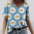 thumbnail image 1 of Fiudx Ofertas Flash Del Día Solo En Línea Camisetas Holgadas de Manga Corta con Cuello En V Informales con Estampado de Moda para Mujer, 1 of 4