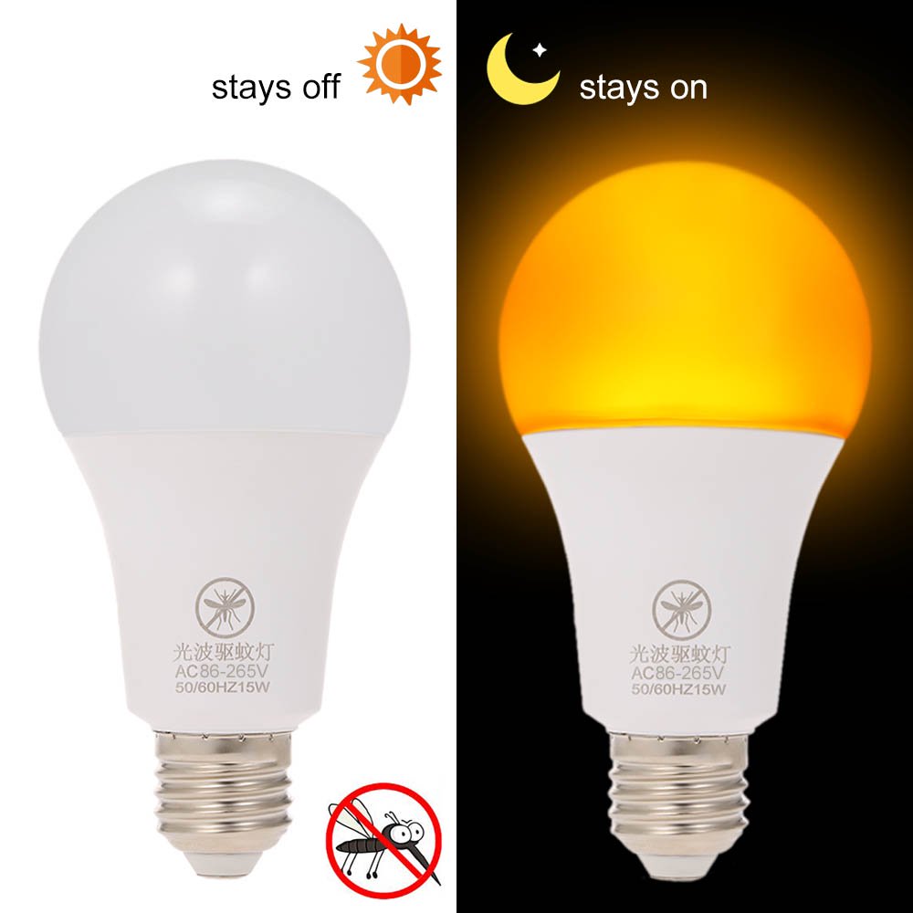 Yellow LED Bug Light Bulb No Blue Light Outdoor E26/27 15W Mosquito