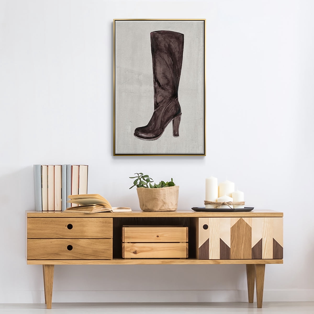 The Shoe Fits III V1 Framed Premium Gallery Wrapped Canvas - Ready to Hang - 17 x 25 - Gold Floating Frame