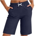 thumbnail image 6 of Byworldtasic Womens Bermuda Shorts Athletic Gym Wide Leg Knee Length Summer Elastic Waisted Pajama Pants with Pocket, 6 of 7