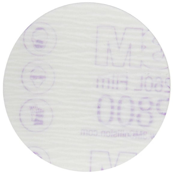 Disque de Ponçage 3M 00910 Hookit; à Utiliser pour Frotter la Zone de Mélange avant la Peinture; Oxyde d'Aluminium; Diamètre 3 Pouces; Support de Film; P800 Grain; Accessoire Type Hookit; Utilisation à la Main et à la Machine; Utilisation à Sec Uniquement