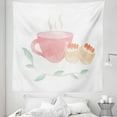 thumbnail image 1 of Tea Party Tapestry, Watercolor Drawn Scones Hot Tea Cup Twig Composition, Fabric Wall Hanging Decor for Bedroom Living Room Dorm, 5 Sizes, Pink Salmon, by Ambesonne, 1 of 1