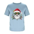 thumbnail image 4 of Christmas Shirt for Men Short Sleeve Crewneck Santa Print Pullover Top Light Blue XL, 4 of 4