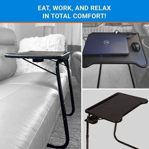 Pipishell Folding TV Tray Table & Snack Table Tray for Home Office,14.9D x  18.8W x 26H inch Black 
