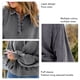 thumbnail image 4 of Sudadera con capucha de manga larga Diseño de solapa Mangas abullonadas Color puro Suelto Top de mujer de moda para viajes en casa Oficina Compras Gris M, 4 of 5