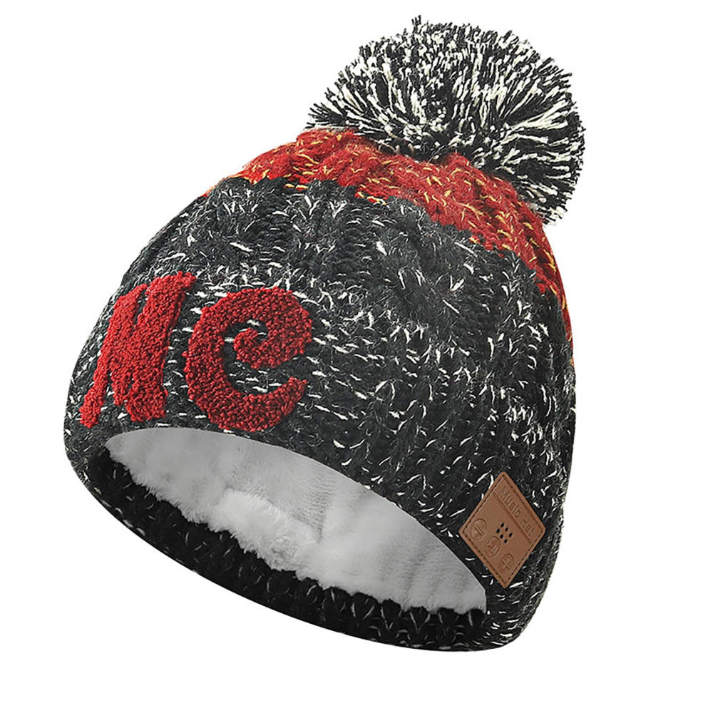 Wireless Beanie Hat Headphones | Music Winter | Knit Stereo Headphone Cap Women Soft Hat with Pompon | for Skiing