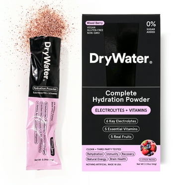 DryWater Hydration Powder (Electrolytes   Vitamins) , Mixed Berry, 6 Pack
