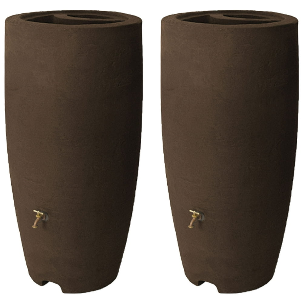 Algreen Athena 80 Gallon Rain Water Collection Drum Barrel, Brownstone