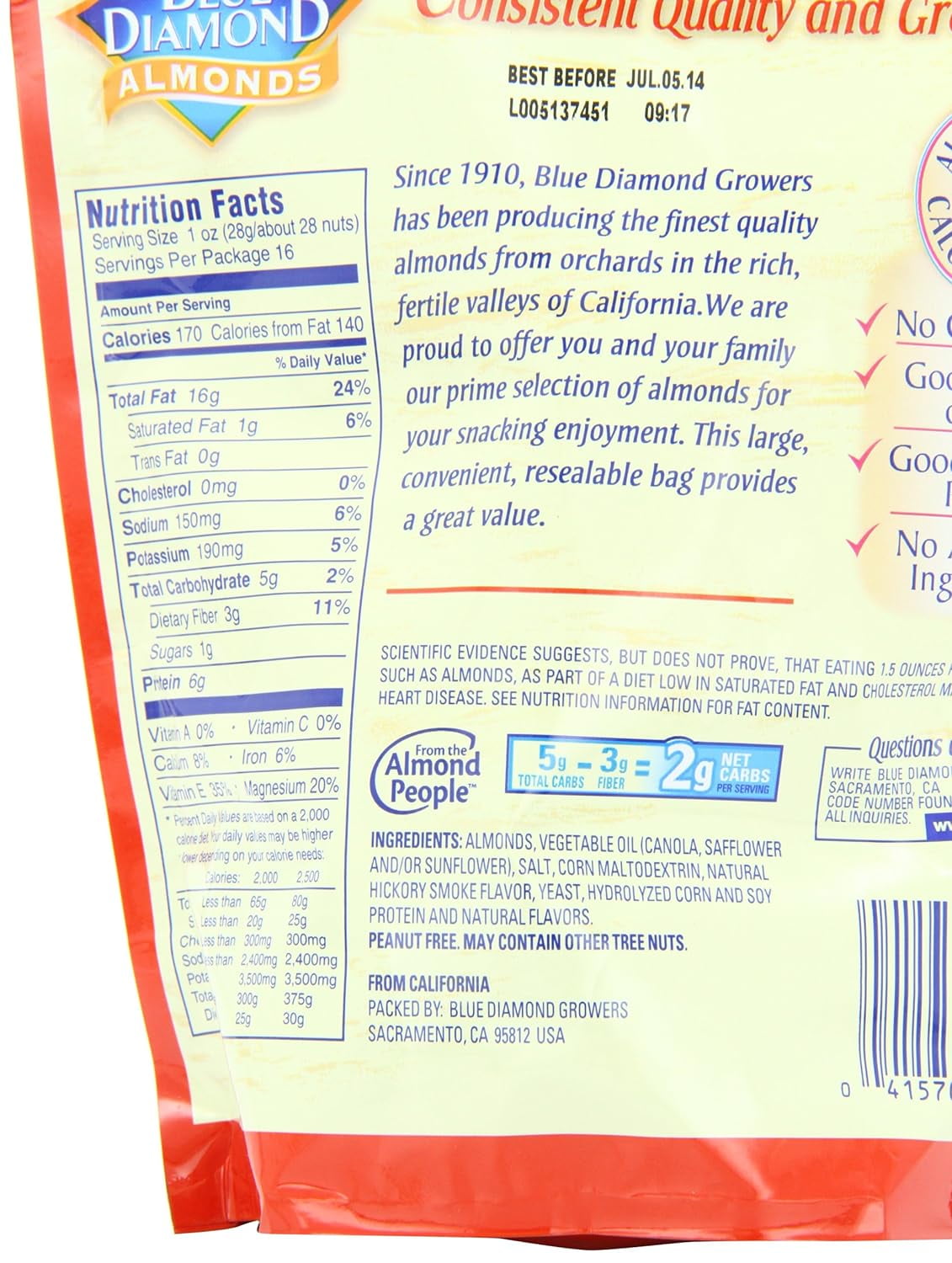 Blue Diamond Almonds Smokehouse, 16-Ounce Bags (Pack of 6)