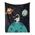 thumbnail image 1 of Space Soft Flannel Fleece Throw Blanket, Planets Earth Mercury Galaxy Neptune Pluto Jupiter Adventure Futuristic Print, Cozy Plush for Indoor and Outdoor Use, 60" x 80", Multicolor, by Ambesonne, 1 of 6