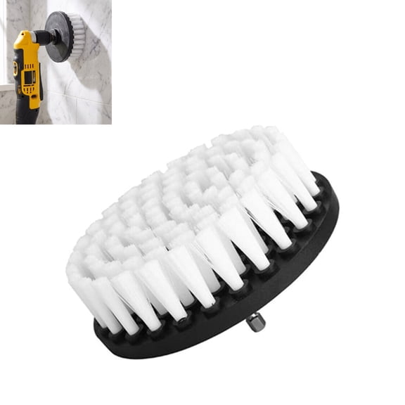 Drill Brush 5 inch Soft Bristle White Quick Change Shaft