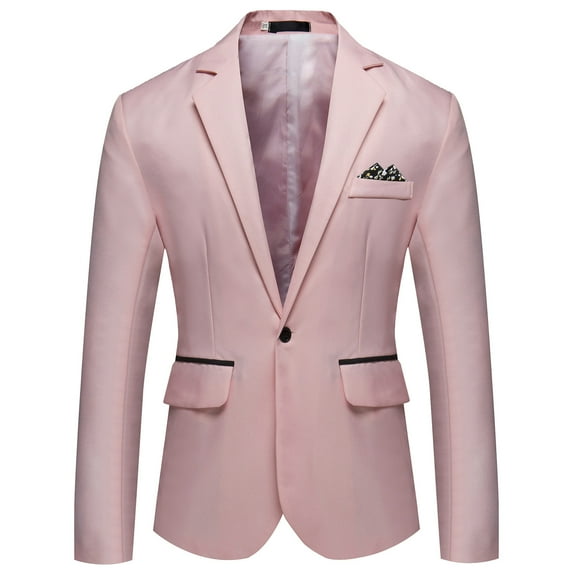 KaLI_store Blazer Men Blazer for Men Men's Autumn Fashion Casual Suit Button Decorative Suit Coat Pink,4XL