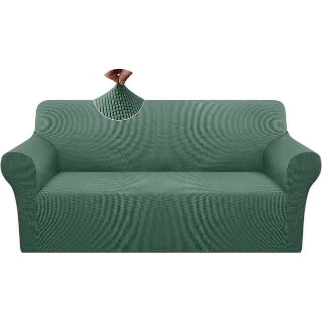 Nvzi Funda de sofá ultra suave, antideslizante, para perros, 1 pieza, elástica, de jacquard, protector de muebles, lavable a máquina (extragrande, verde matcha)