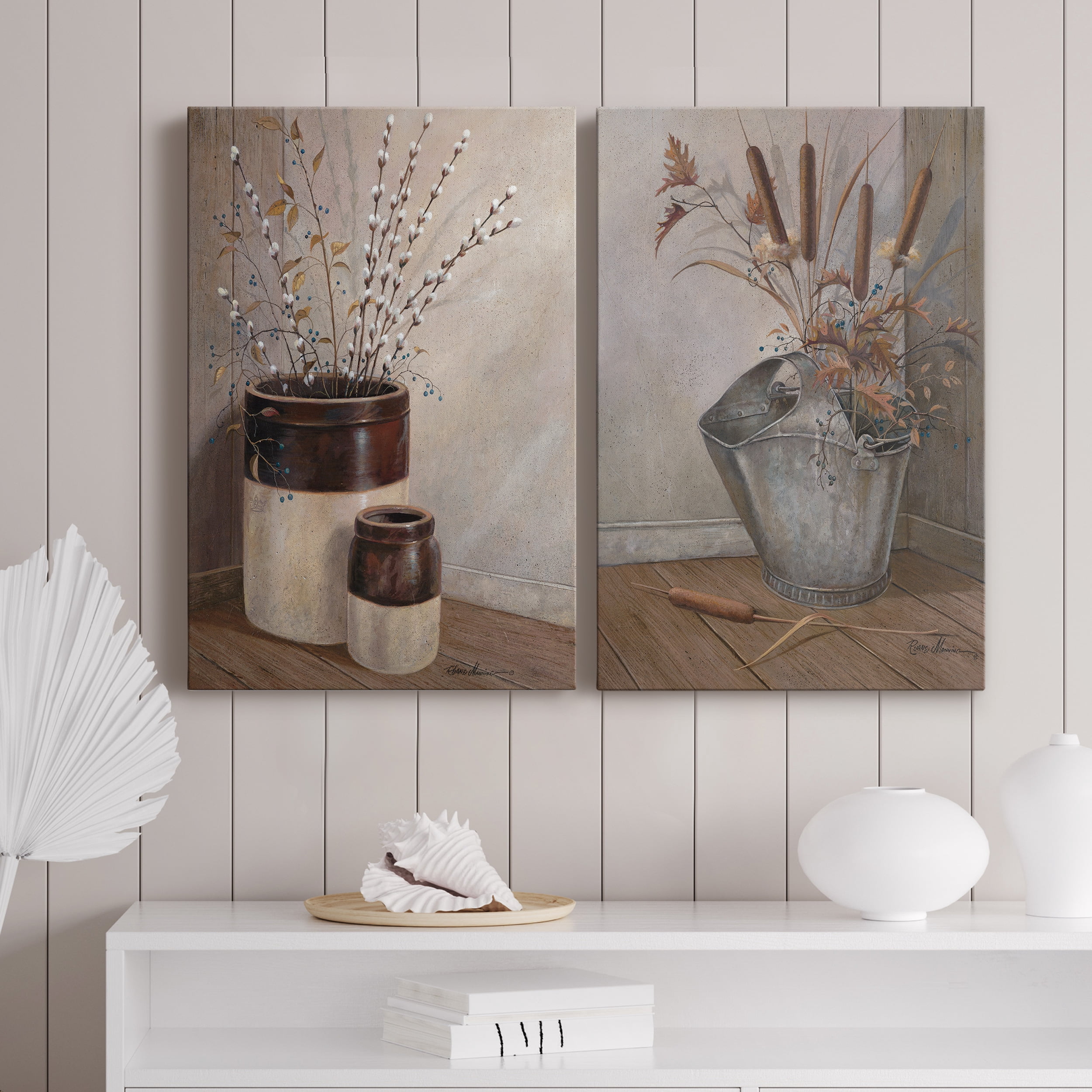 Pussywillows & Spring Premium Gallery Wrapped Canvas - Ready to Hang - Set of 2 - 12 x 18 Each