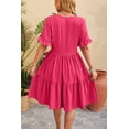 thumbnail image 3 of Women’s Summer Dresses Short Sleeve Polka Dot Ruffle Casual Loose Slit Beach Midi Dresses Tunic Work Top (Red,Small), 3 of 6